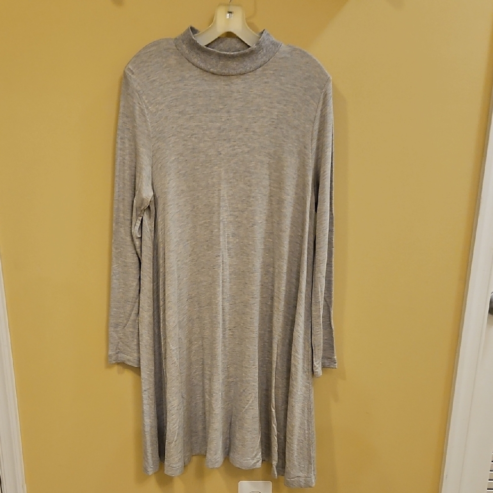 Gray Long Sleeve Turtleneck Dress